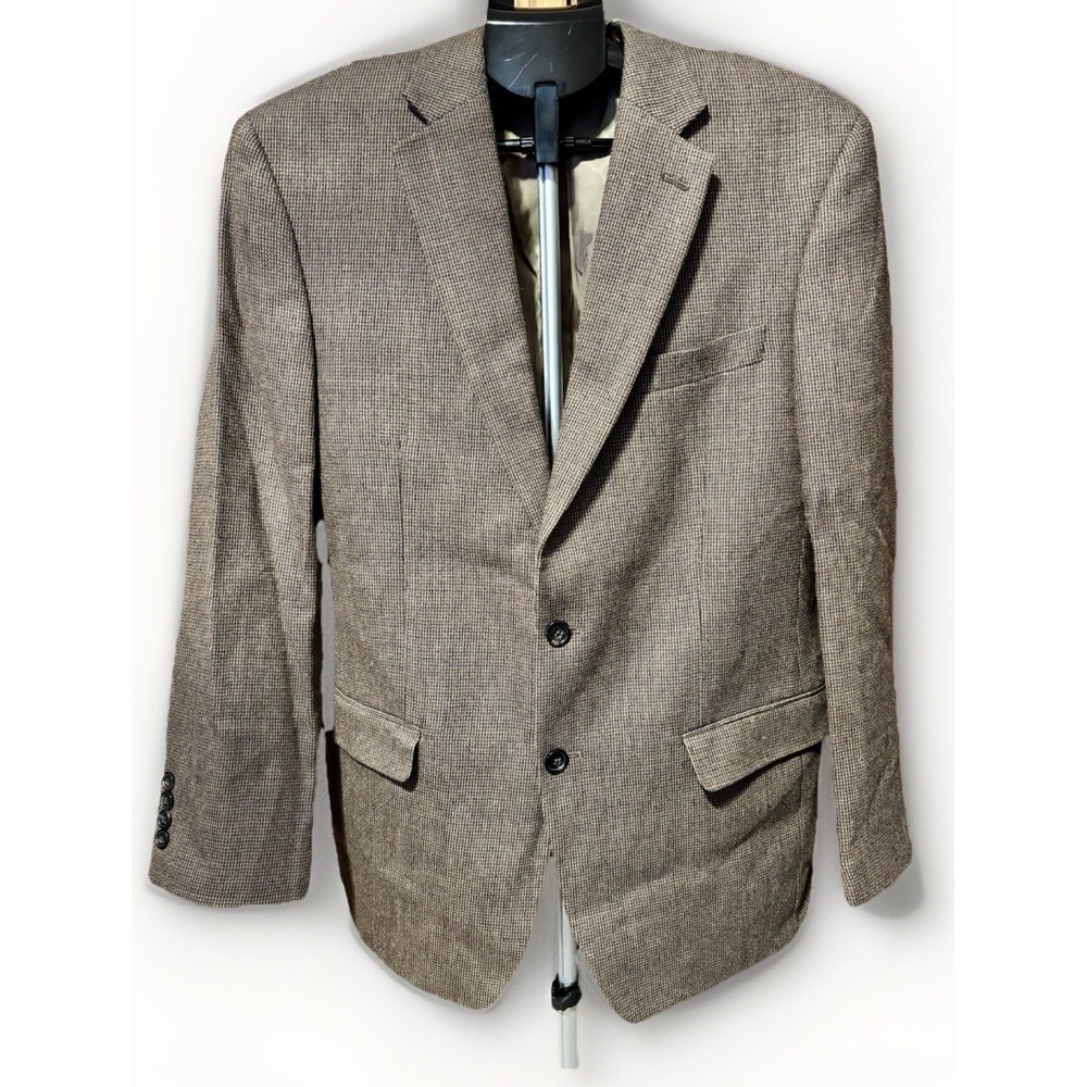 Lauren Ralph Lauren Mens 38R Brown Checked 100% Wool Sport Coat‎ Blazer 2 Button